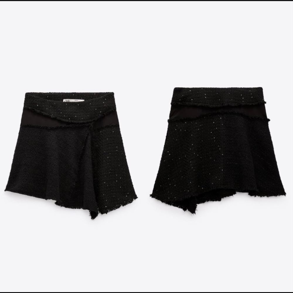Zara Textured Limited Edition Black Mini Skirt- NWT
